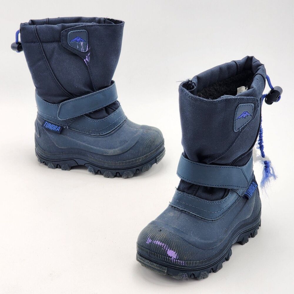 Tundra Kids Quebec Wide Insulated Snow Boots Waterproof Blue Toddler's Size 10